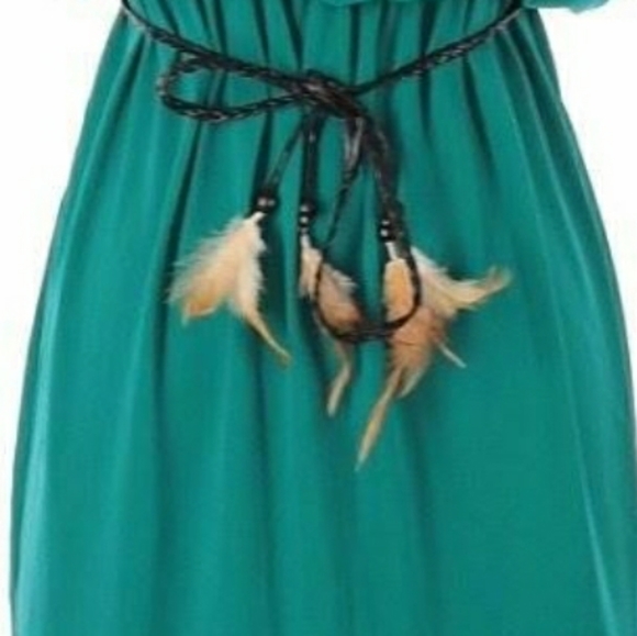 Sweet Storm Teal Feather Dress - Picture 2 of 7